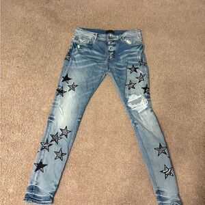 Star Embellished Blue Jeans